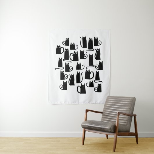 Niedliche Schwarze Katze Wandteppich (Beispiel)