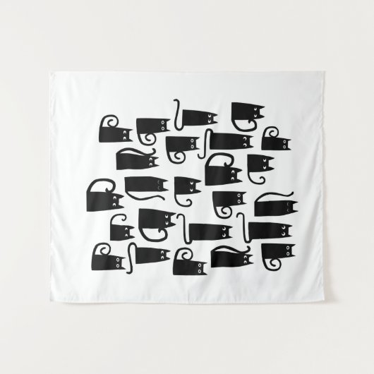 Niedliche Schwarze Katze Wandteppich (Vorderseite (Horizontal))