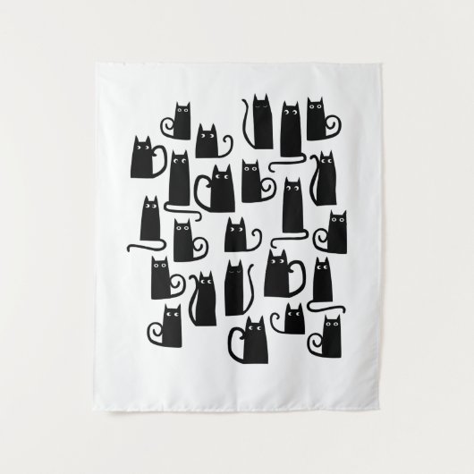 Niedliche Schwarze Katze Wandteppich (Vorderseite)