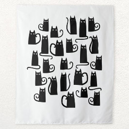 Niedliche Schwarze Katze Wandteppich
