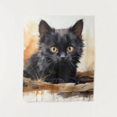 Niedliche Schwarze Katze Wandteppich (Vorderseite)