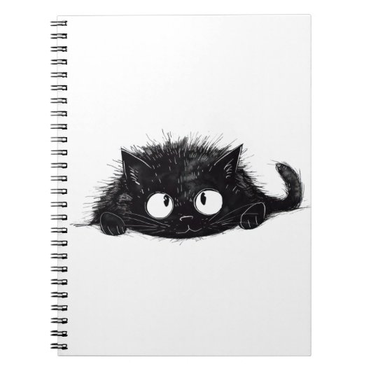 Niedliche Schwarze Katze zeichnend Notizblock (Vorderseite)
