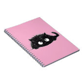 Niedliche schwarze Katze zeichnend (rosa Bkgrd) Notizblock (Rechte Seite)