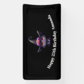 Niedliche Schwarze Katze zum Geburtstag einer Hexe Banner (Vertikal)