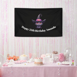 Niedliche Schwarze Katze zum Geburtstag einer Hexe Banner