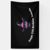 Niedliche Schwarze Katze zum Geburtstag einer Hexe Banner (Vertikal)