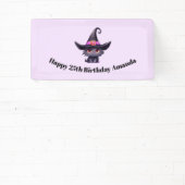 Niedliche Schwarze Katze zum Geburtstag einer Hexe Banner (InSitu)