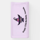 Niedliche Schwarze Katze zum Geburtstag einer Hexe Banner (Vertikal)