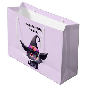 Niedliche Schwarze Katze zum Geburtstag einer Hexe Große Geschenktüte