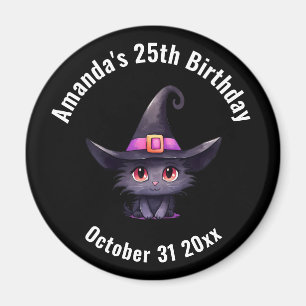 Niedliche Schwarze Katze zum Geburtstag einer Hexe Magnet