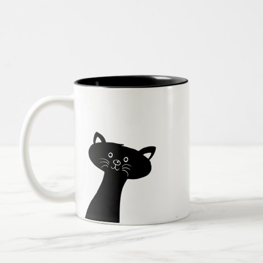 Niedliche schwarze Katze Zwei-Ton Tasse (Links)