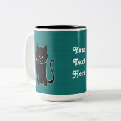 Niedliche Schwarze Katze Zweifarbige Tasse (Vorderseite Links)