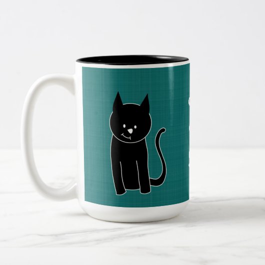 Niedliche Schwarze Katze Zweifarbige Tasse (Links)