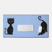 Niedliche schwarze Katzen auf hellblau Schreibtischunterlage (Tastatur & Maus)