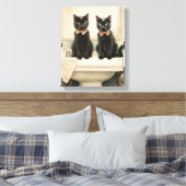 Niedliche schwarze Katzen auf Sink Ideal für Bad C Leinwanddruck (Insitu (Schlafzimmer))