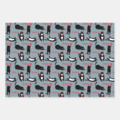 Niedliche schwarze Katzen, die mit Herz und Mäuse  Geschenkpapier Set (Vorderseite 3)