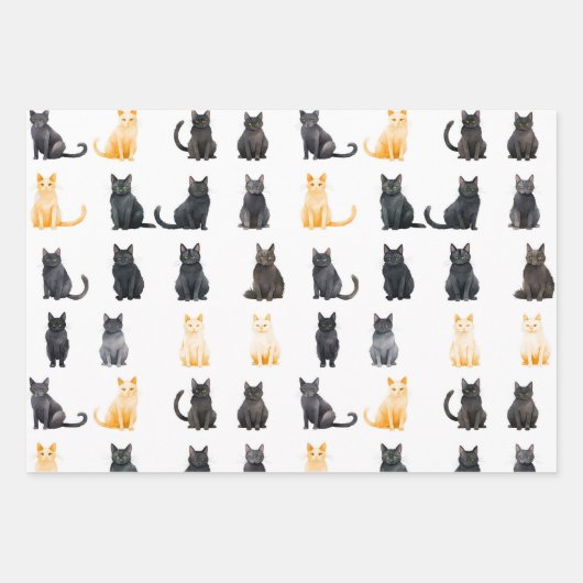 Niedliche schwarze Katzen Geschenkpapier Set (Vorderseite 3)