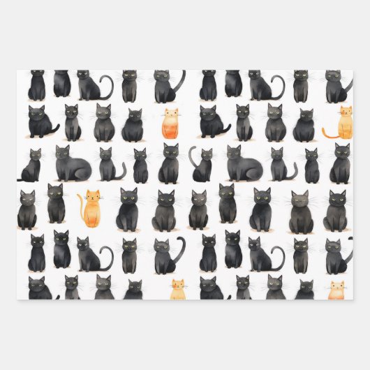 Niedliche schwarze Katzen Geschenkpapier Set (Vorderseite 2)