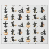 Niedliche Schwarze Katzen Halloween Geschenkpapier (Flach)