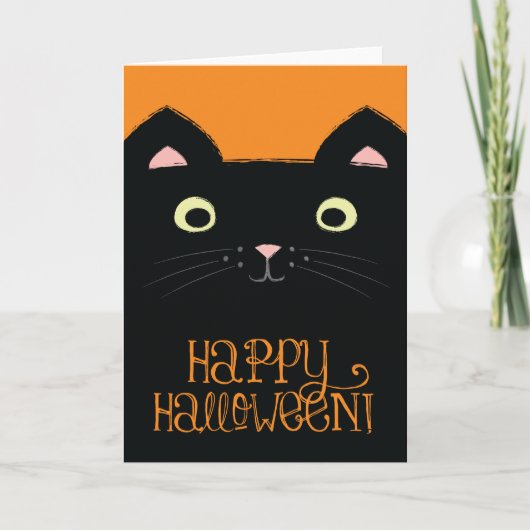Niedliche schwarze Katzen-Halloween-Karte Karte (Vorderseite)