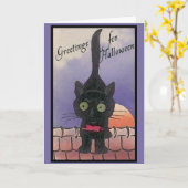 Niedliche schwarze Katzen-Halloween-Karten Karte (Gelbe Blume)