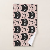 Niedliche Schwarze Katzen & Himmelskörper Hallowee Badhandtuch Set (Handtuch)