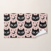 Niedliche Schwarze Katzen & Himmelskörper Hallowee Badhandtuch Set (Handtuch)