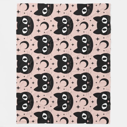 Niedliche Schwarze Katzen & Himmelskörper Hallowee Fleecedecke (Vorderseite)