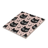 Niedliche Schwarze Katzen & Himmelskörper Hallowee Fliese (Seite)