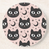 Niedliche Schwarze Katzen & Himmelskörper Hallowee Getränkeuntersetzer (Vorne)