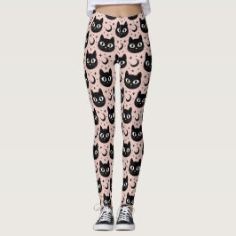 Niedliche Schwarze Katzen & Himmelskörper Hallowee Leggings