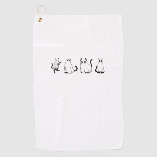 Niedliche Schwarze Katzen in GastKostümen Frauen u Golfhandtuch (Vorderseite)