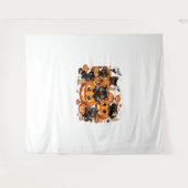 Niedliche schwarze Katzen in Kürbiskins Halloween  Wandteppich (Vorderseite (Horizontal))