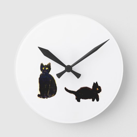 Niedliche Schwarze Katzen Kunst Runde Wanduhr (Vorderseite)