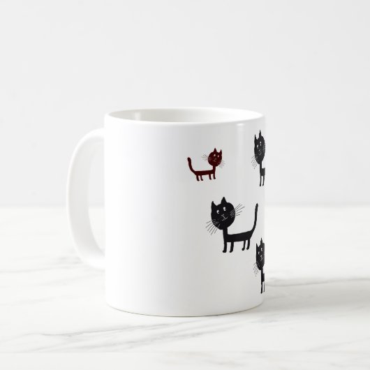Niedliche schwarze Katzen Kunst Tasse (Vorderseite Links)