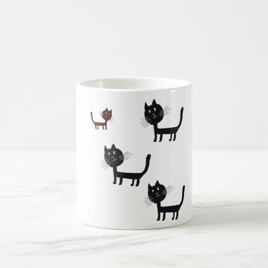 Niedliche schwarze Katzen Kunst Tasse (Mittel)