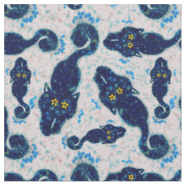 Niedliche Schwarze Katzen mit Blume-Muster Stoff