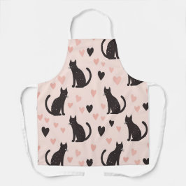 Niedliche Schwarze Katzen Muster Schürze - Herz &