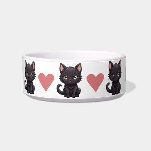 Niedliche Schwarze Katzen und Herz personalisieren Napf