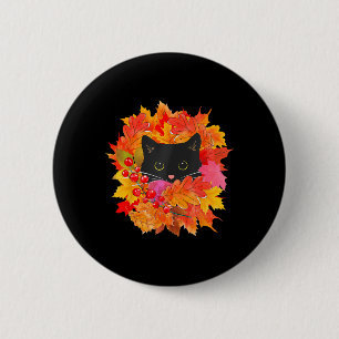 Niedliche schwarze Katzenfüllung aus Blätter Niedl Button