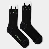 Niedliche schwarze Katzengrün Augen Personalisiert Socken (Rechts)