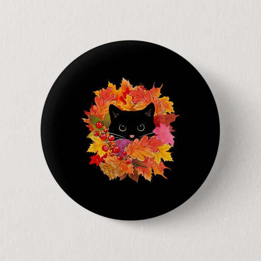 Niedliche schwarze Katzenpaare aus Blätter Button (Vorderseite)