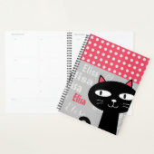 Niedliche schwarze Katzenrosa Polka Punkte Fügen S Planer (Anzeige)