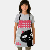 Niedliche schwarze Katzenrosa Polka Punkte Fügen S Schürze (Insitu)