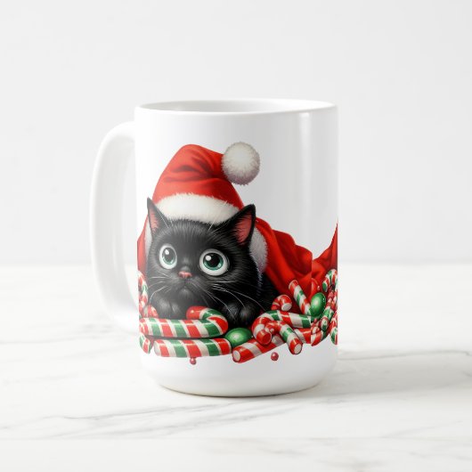 NIEDLICHE SCHWARZE KITTEN KANDY CANDY CANDY CANES  KAFFEETASSE (Vorderseite Links)