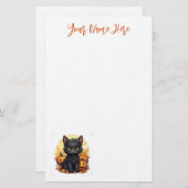 Niedliche Schwarze Kitten mit Jack-O-Lanterns Hall Briefpapier (Vorne/Hinten)