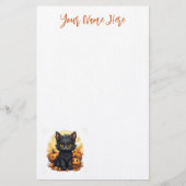 Niedliche Schwarze Kitten mit Jack-O-Lanterns Hall Briefpapier (Vorderseite)