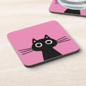 Niedliche schwarze Kitty-Katze - Getränkeuntersetzer (Linke Seite)