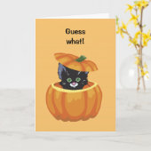 Niedliche schwarze Kitty-Kürbis-Halloween-Karte Karte (Gelbe Blume)