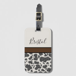 Niedliche schwarze Kuh Spots Tierdruck Personalisi Gepäckanhänger